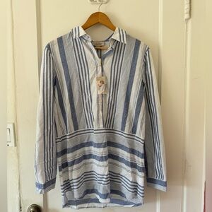 CHARLIE PAGE: Linen half-button blouse — Brand new with tags